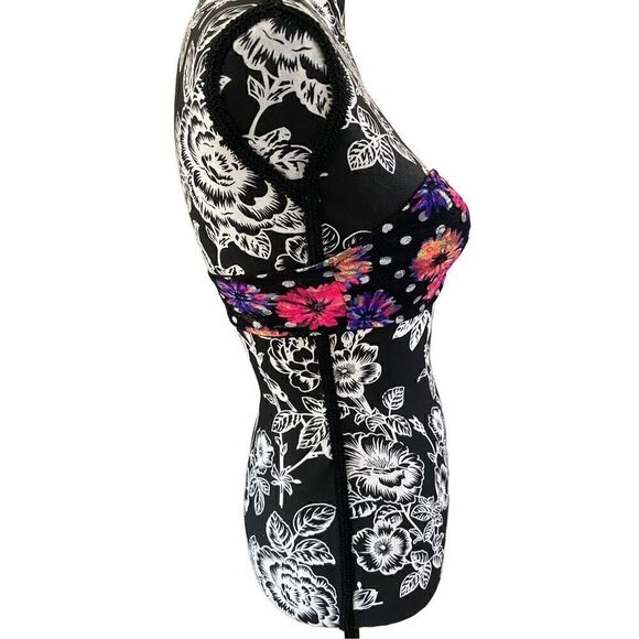 Pink Victoria’s Secret Floral Bandeau Sz Small Neon Polka Dot Colorful Sleepwear - Picture 4 of 10